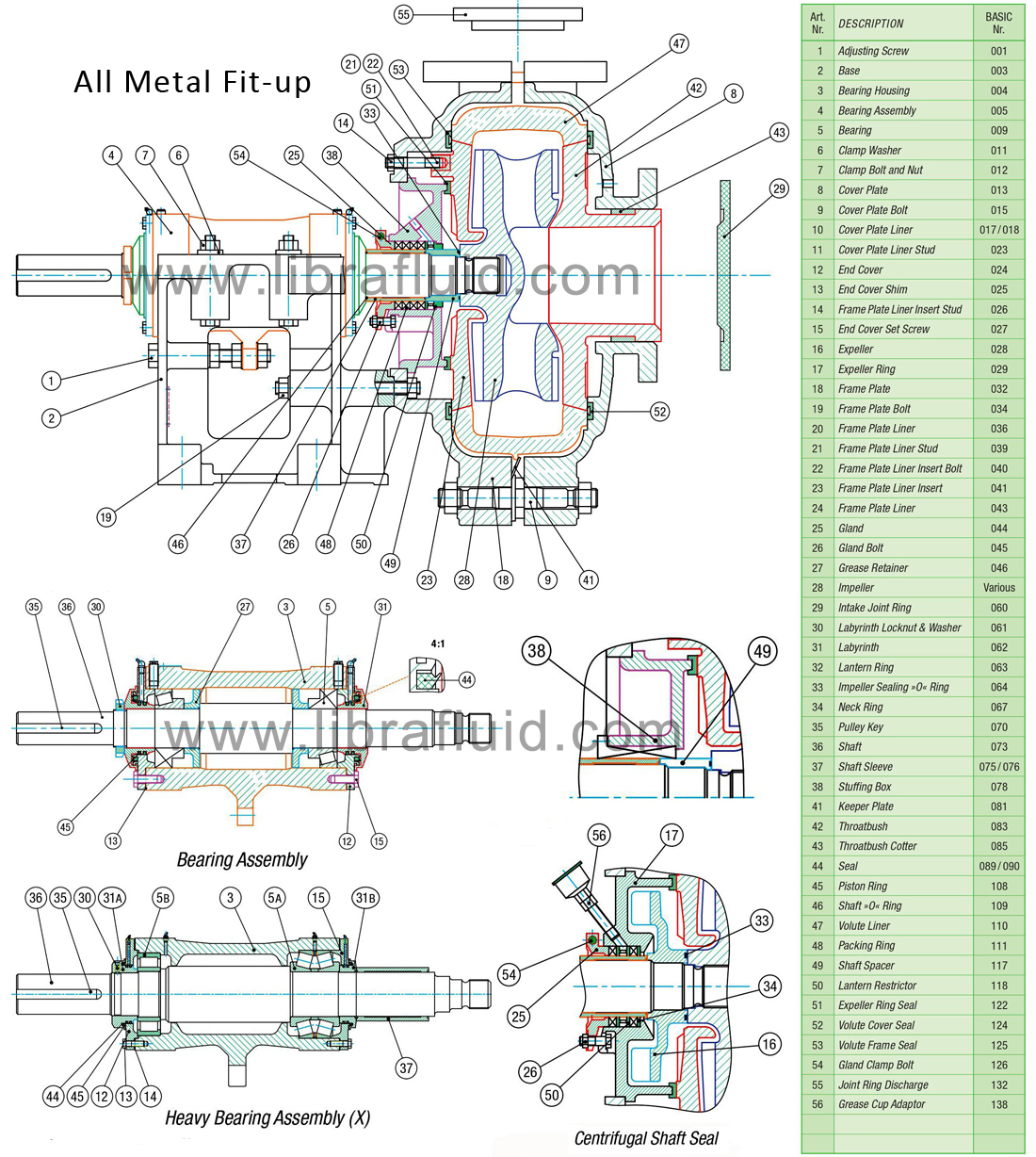 High chrome slurry pump assembly drawing